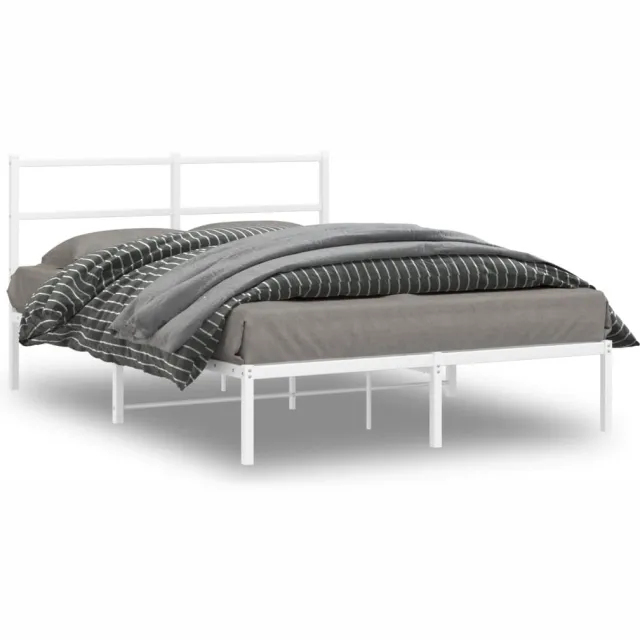vidaXL Bedframe met hoofdbord metaal wit 140x190 cm