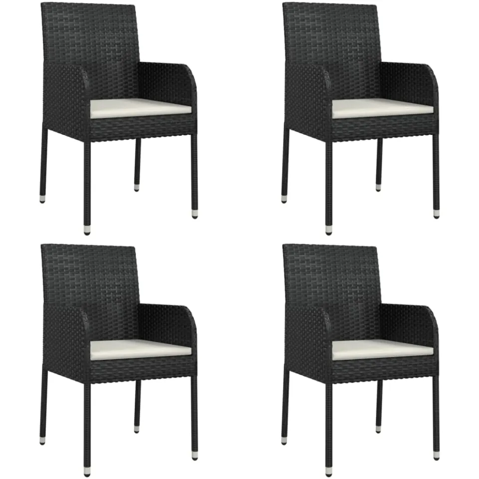 vidaXL 5-delige Tuinset met kussens poly rattan zwart, foto 3
