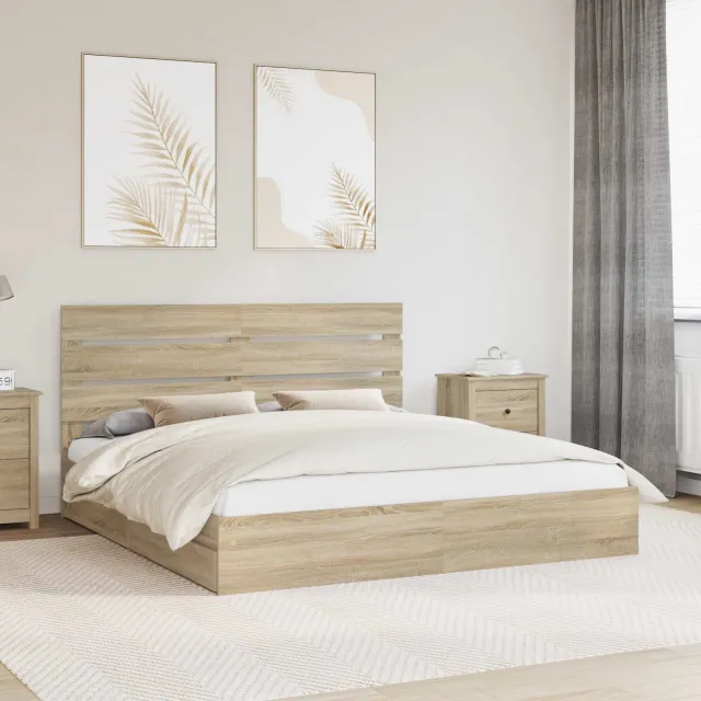 vidaXL Opslag bed met lade Sonoma Eiken 180 x 200 cm Bewerkt hout Bruin