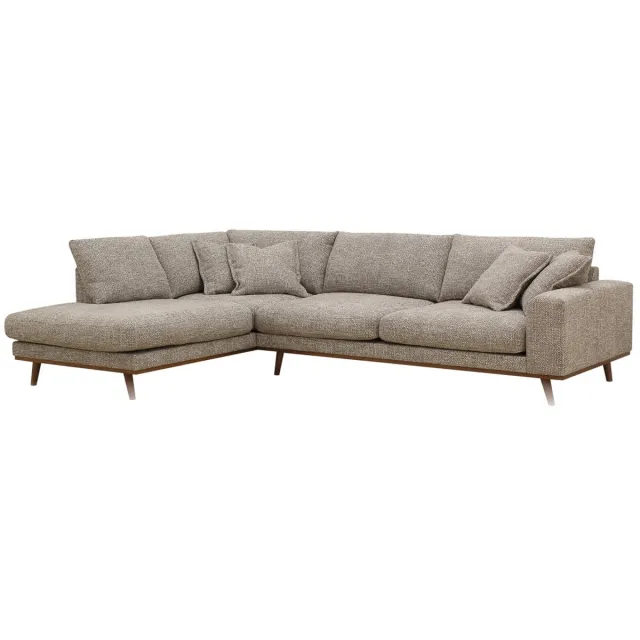 DÉJA Living Hoekbank Flint Taupe Links – Taupe Stof – 3-Zits – Loungebank 303x212cm – Comfortabel en Stijlvol