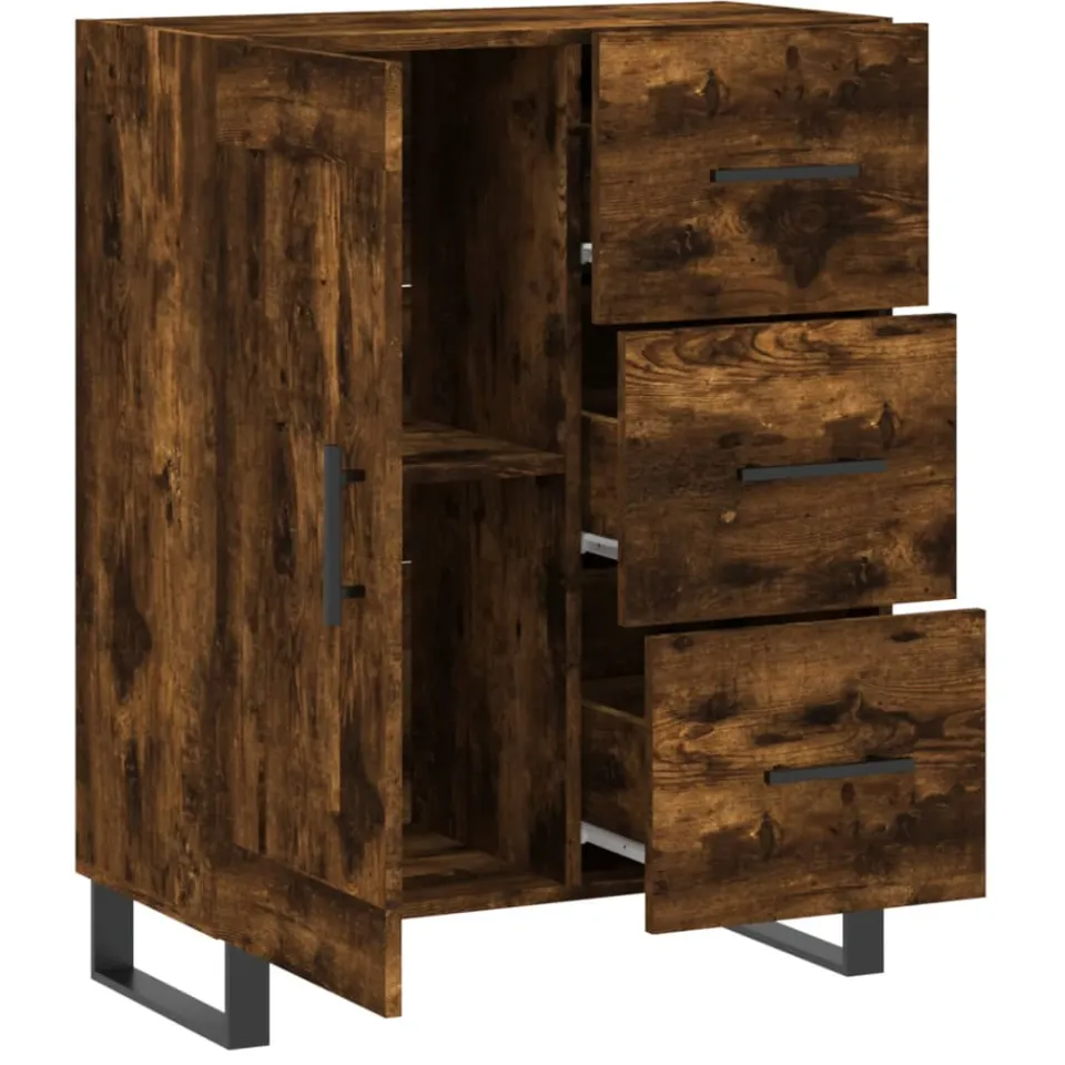 vidaXL Dressoir 69,5x34x90 cm bewerkt hout gerookt eikenkleurig, foto 4