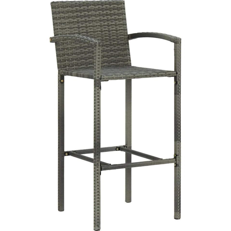 vidaXL Barkrukken 4 st poly rattan grijs, foto 2