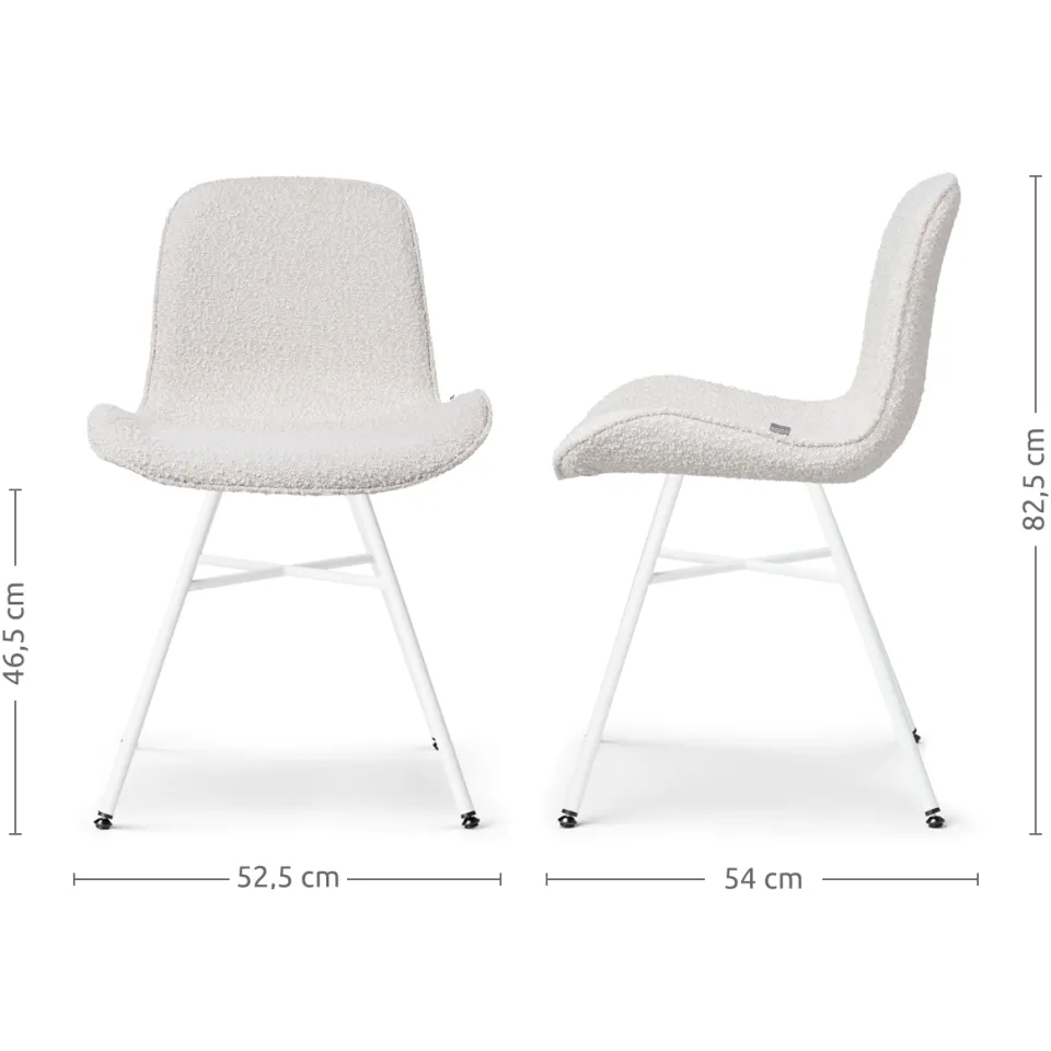 Nolon Noa-Fé eetkamerstoel bouclé beige - wit onderstel, foto 3