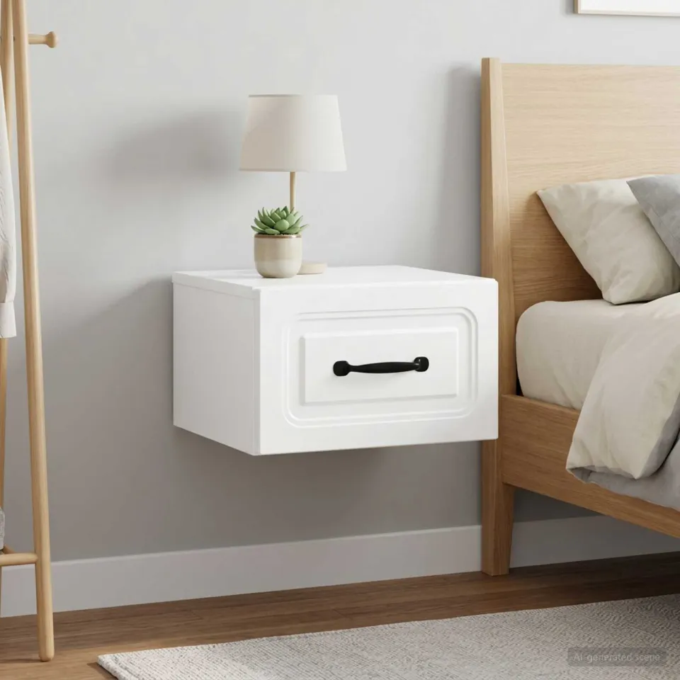 vidaXL Wandbeugel Bedkast 2 st Hoogglans Wit 34,5 x 33 x 20 cm, foto 4