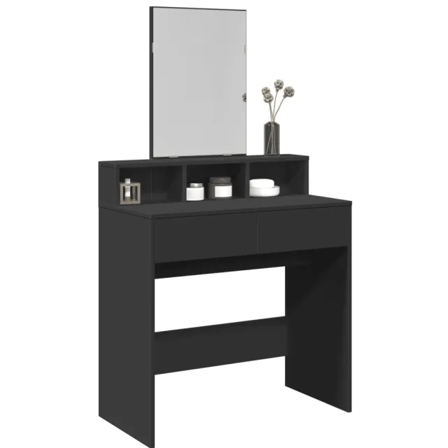 vidaXL Kaptafel met spiegel 80x41x144,5 cm zwart