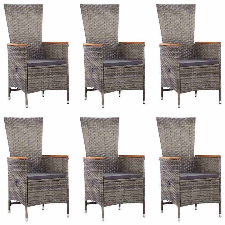vidaXL 7-delige Tuinset poly rattan grijs
