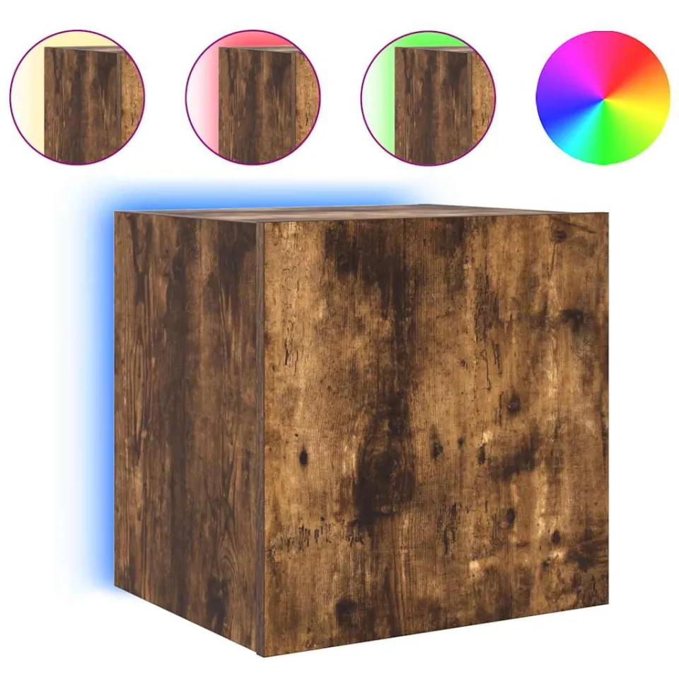 vidaXL Tv-wandmeubel met LED-verlichting 40,5x35x40 cm gerookt eiken, foto 4