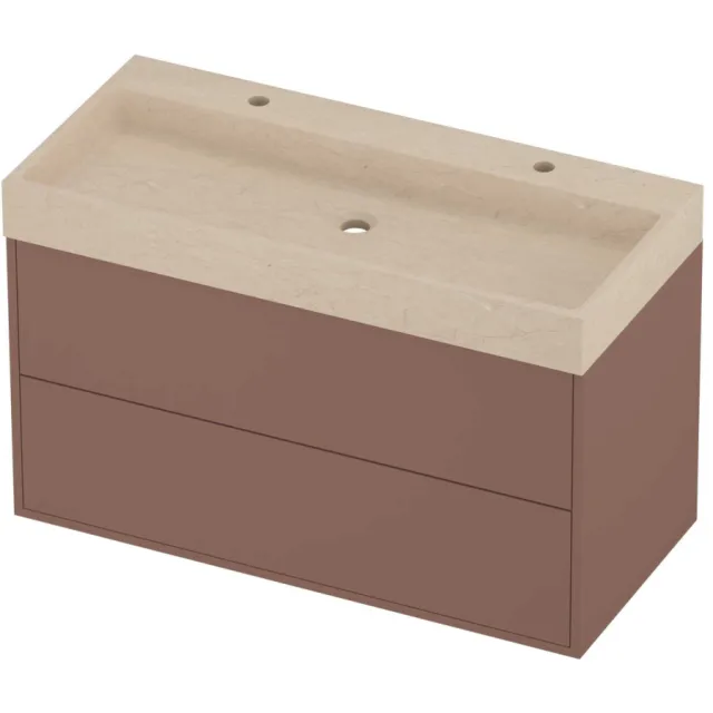 Proline Evoli Badmeubelset Hardsteen Loft 2 Gaten 100x46x62 cm Sand Stone Beauty Blush Rosé Goud