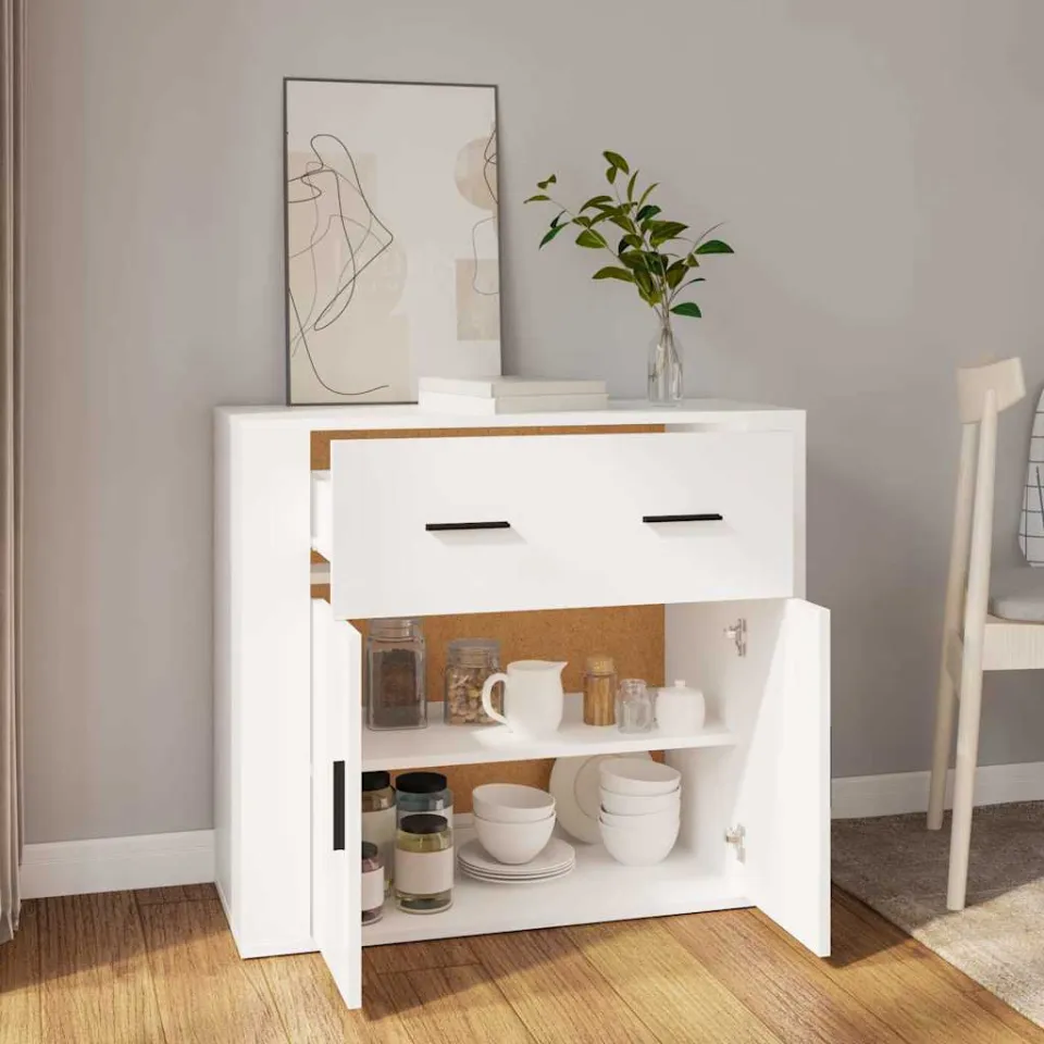 vidaXL Dressoir 80x33x70 cm bewerkt hout wit, foto 3