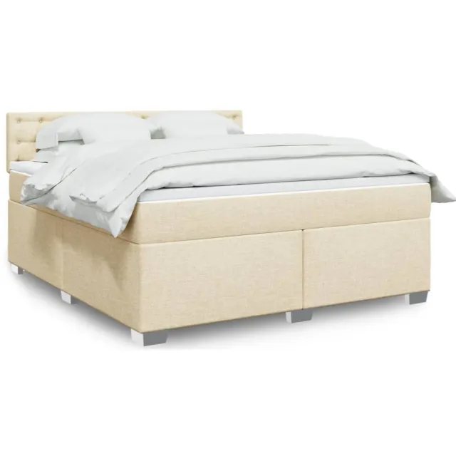 vidaXL Boxspring met matras stof crèmekleurig 180x200 cm