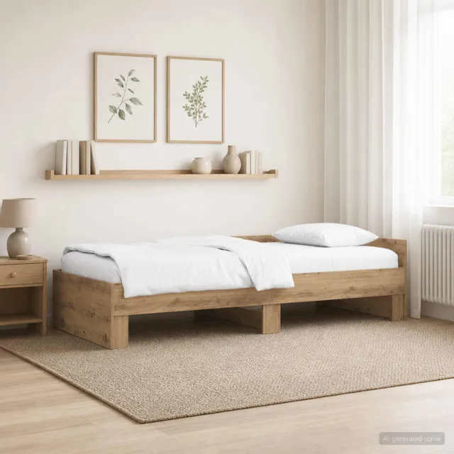 vidaXL Bedframe met Hoofdeinde Artisanaal eiken 80 x 200 cm Bruin