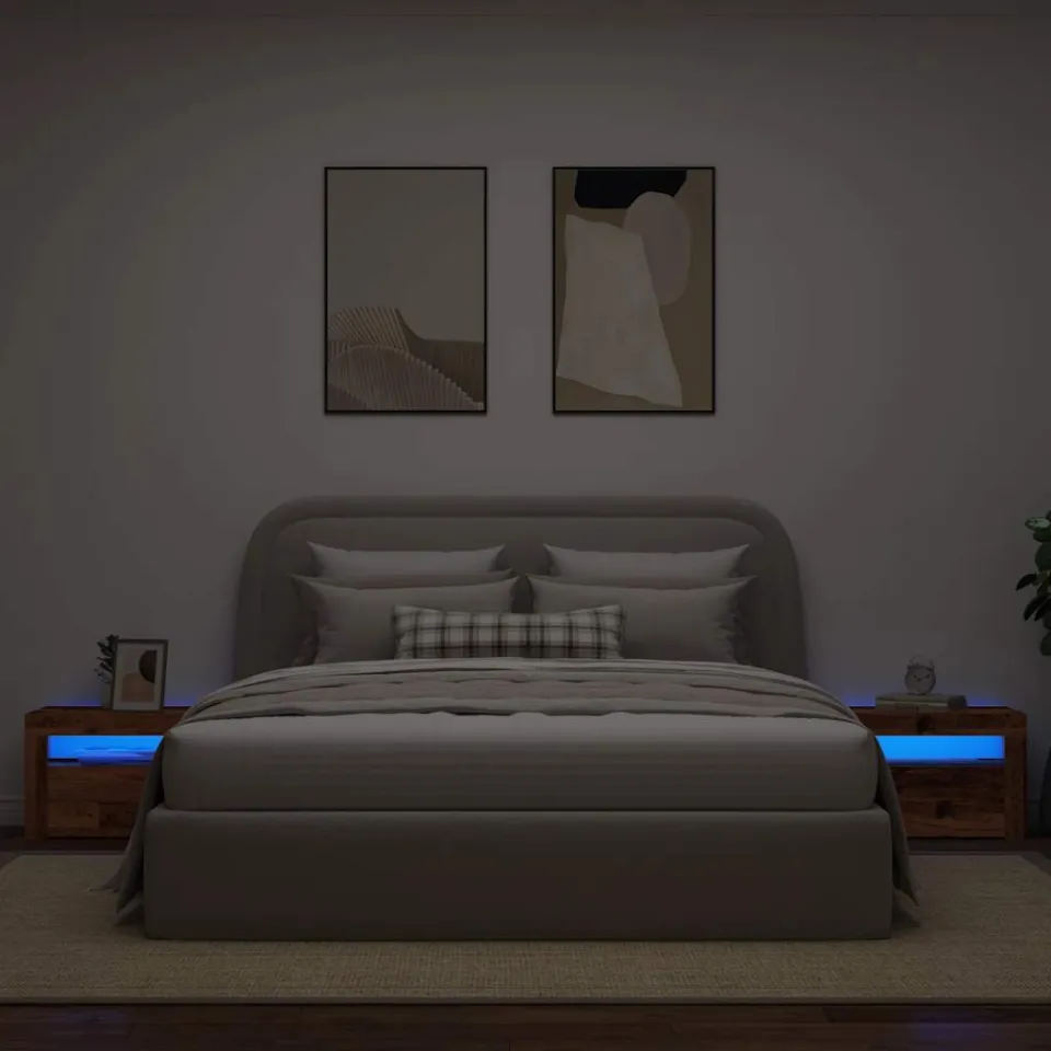 vidaXL Nachtkastjes 2 st met LED's 60x35x40 cm oud houtkleurig bruin, foto 3