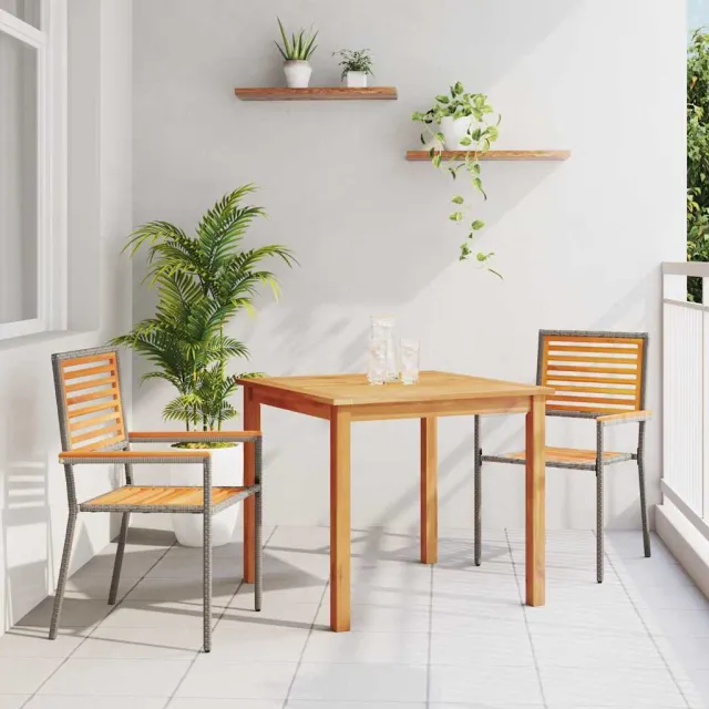 vidaXL Tuin eettafelset 3 st Grijs Massief Acaciahout, foto 2