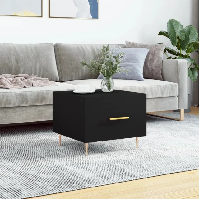 vidaXL Salontafel 50x50x40 cm bewerkt hout zwart, foto 2