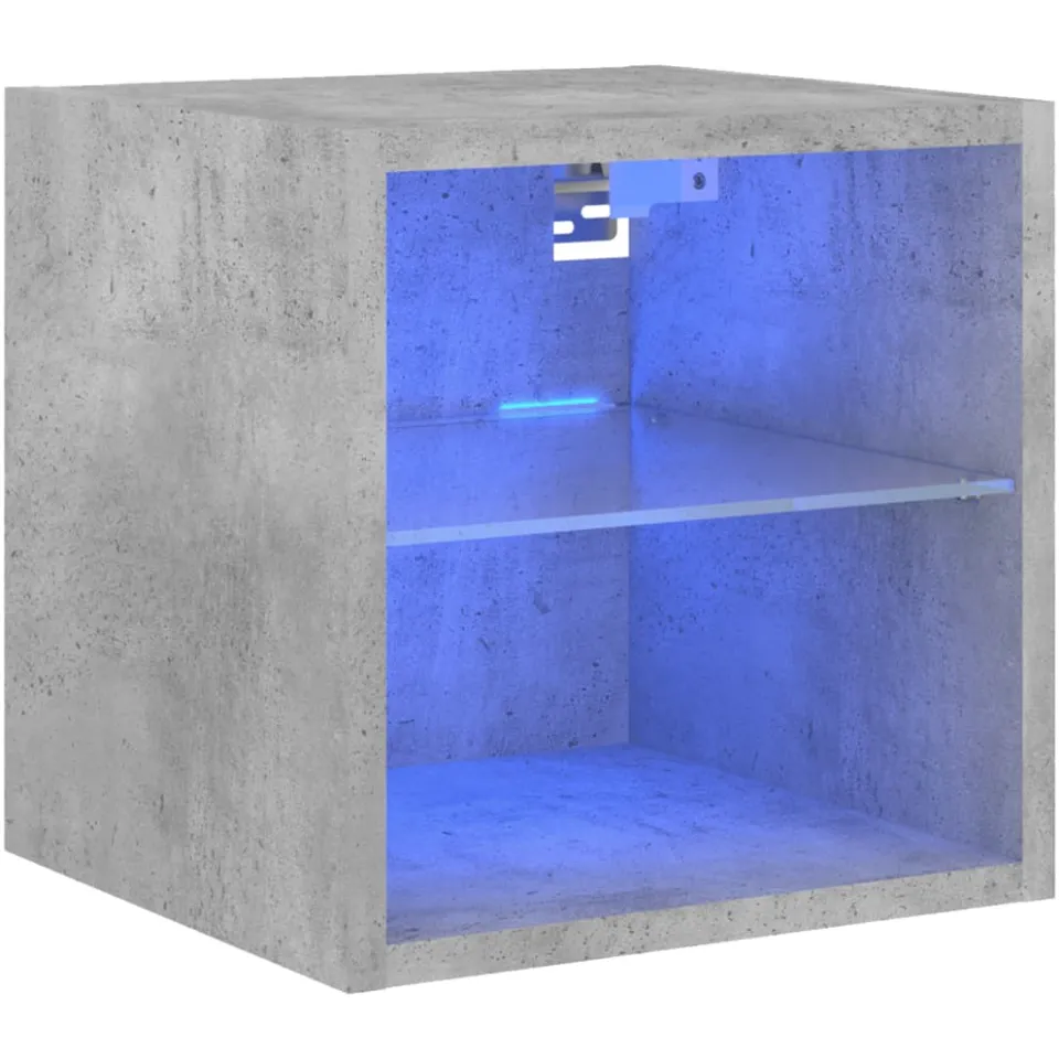 vidaXL Tv-wandmeubel met LED-verlichting 30x28,5x30 cm betongrijs