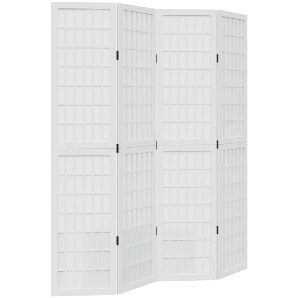 vidaXL Kamerscherm met 4 panelen massief paulowniahout wit