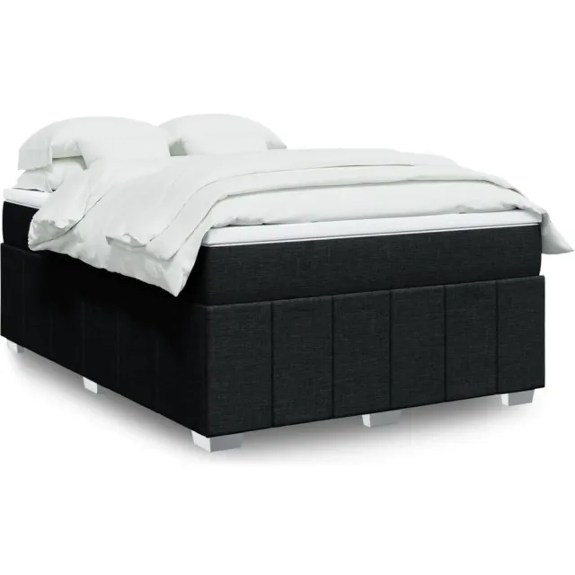 vidaXL Boxspring met matras stof zwart 140x190 cm