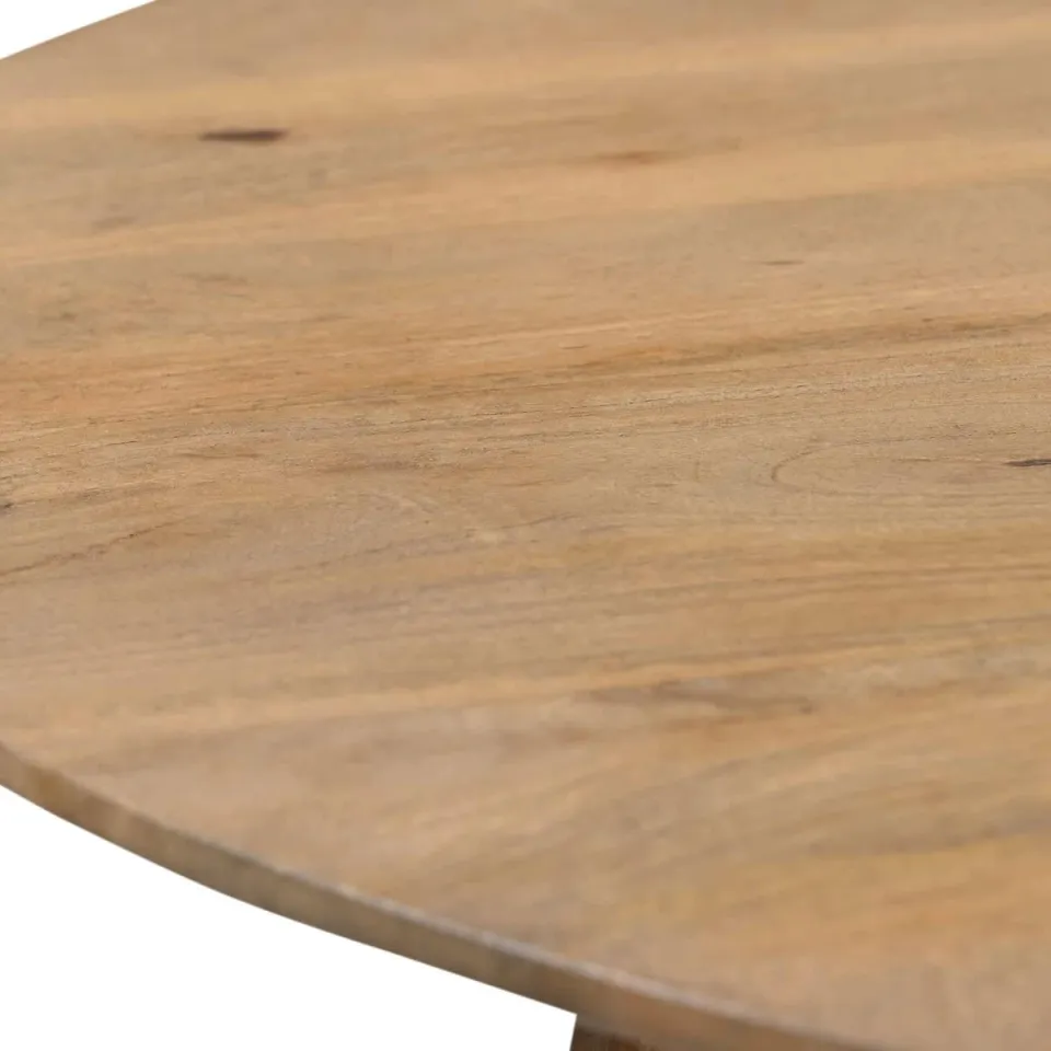 Giga Meubel Eettafel Oslo Rond - Mangohout - Naturel - 90x90x76cm, foto 5
