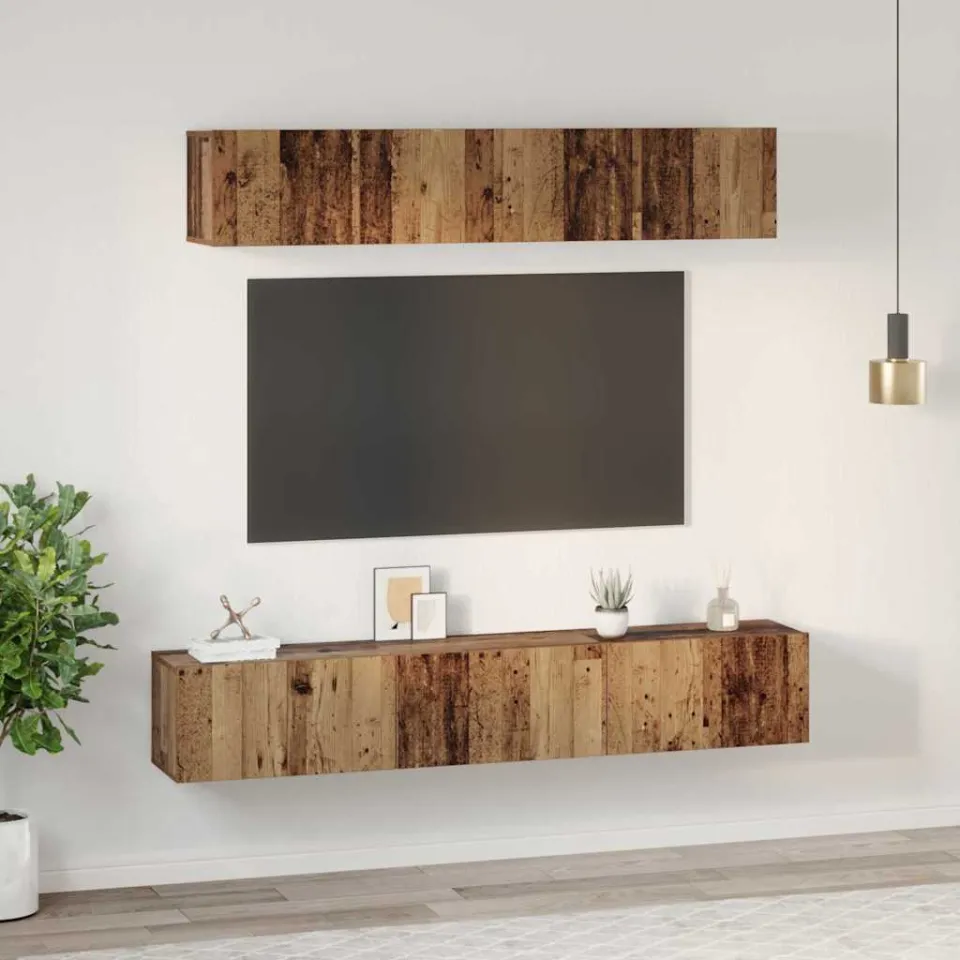 vidaXL Tv-meubelset 5 st Oud Hout Bewerkt hout bruin, foto 4