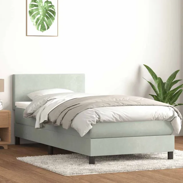 vidaXL Boxspring met matras en LED fluweel lichtgrijs 80x220 cm grijs