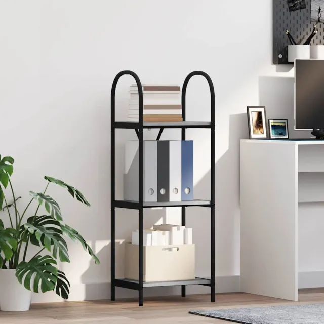 vidaXL Boekenkast 3-laags 40 x 30 x 109 cm Bewerkt hout Grijs Sonoma, foto 2