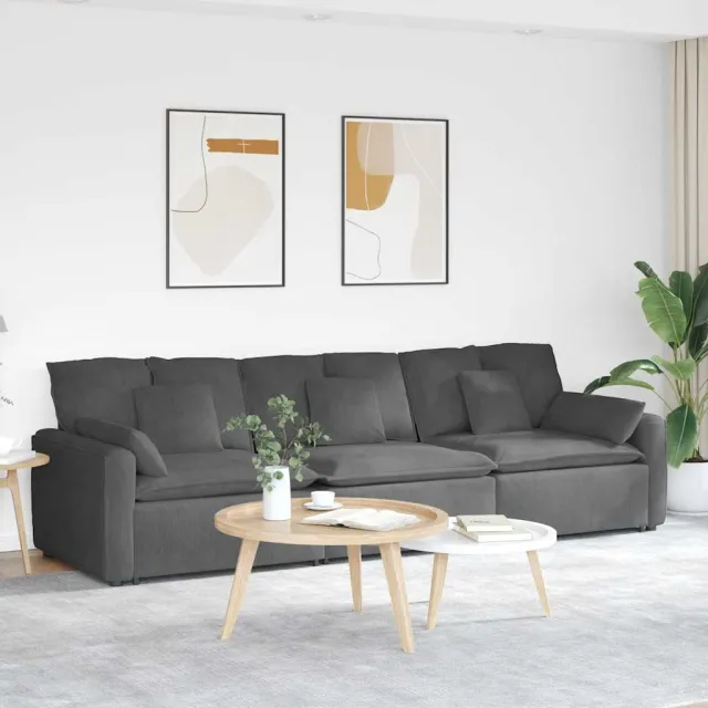vidaXL Modulaire bank met kussens donkergrijs
