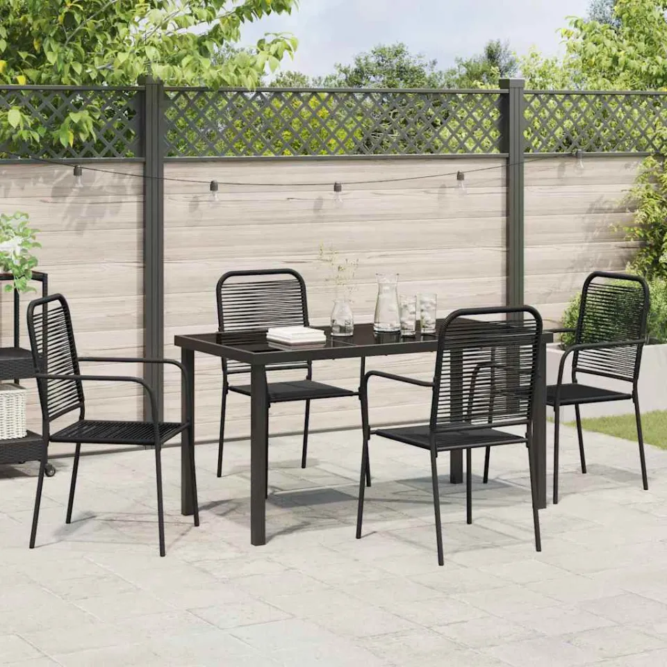 vidaXL Tuin eettafelset 5 st Zwart Gepoedercoat staal, foto 3