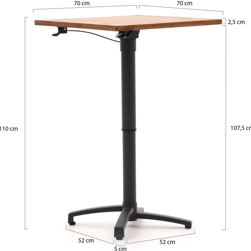 Bellagio tuinmeubelen Bellagio Canzo klaptafel 70x70x75/110cm verstelbaar bruin, foto 4