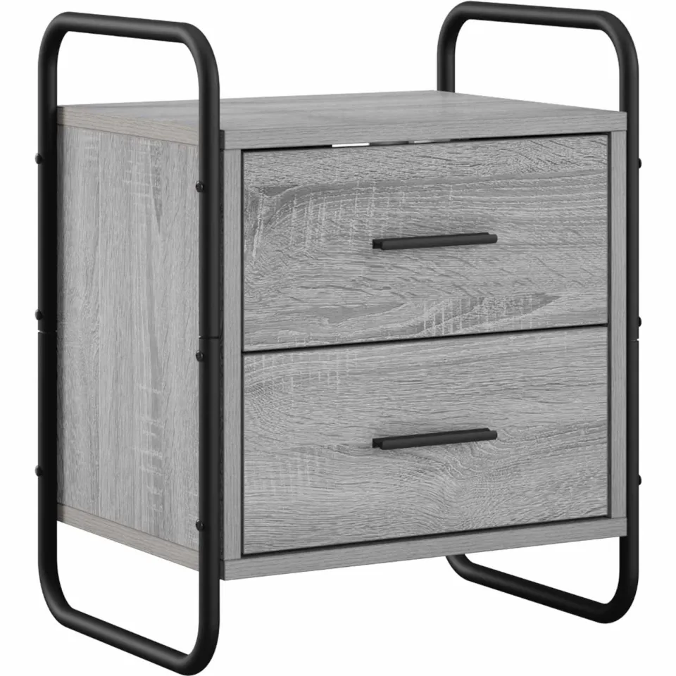 vidaXL Hangend nachtkastje Grijs Sonoma 40 x 30 x 50 cm Bewerkt hout, foto 3