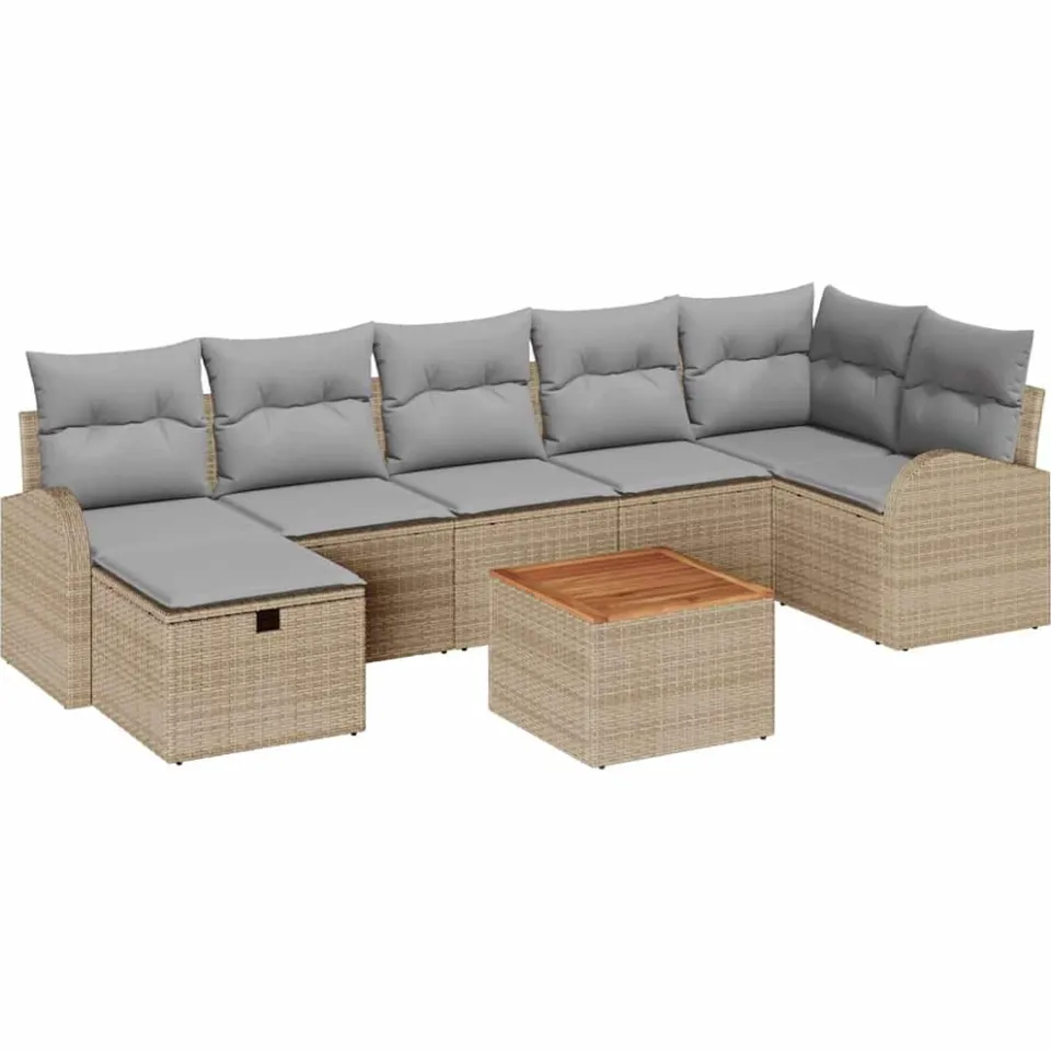 vidaXL Tuinbankenset 8 st Beige Poly riet