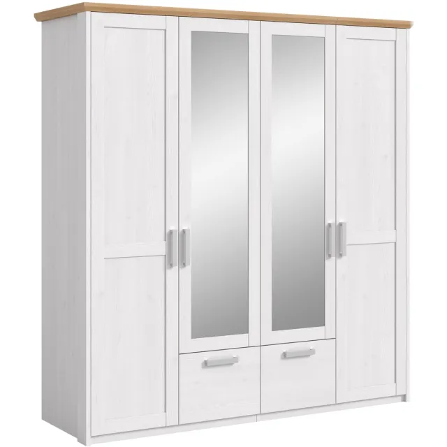 xonox Kledingkast Verona Xonox 4-Deurs - Sibiu Larch - 188x200x61 Cm - Wit