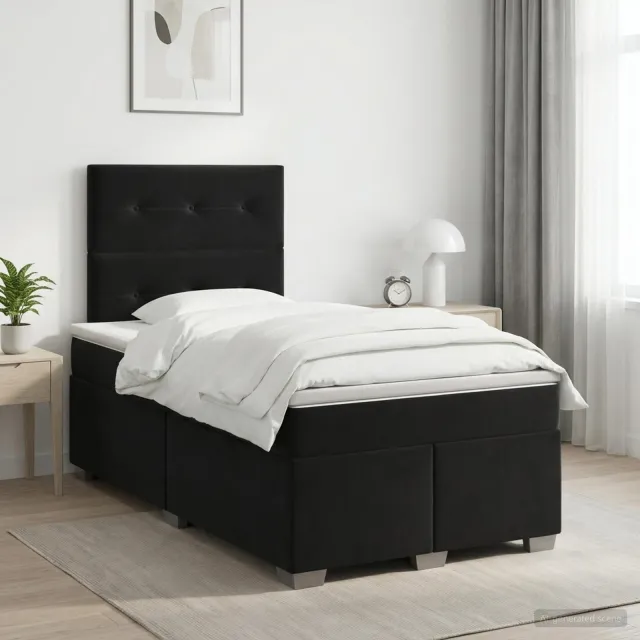 vidaXL Boxspringbed met matras Zwart 120 x 190 cm Fluweel