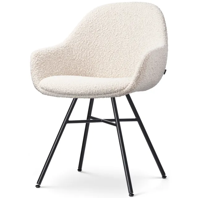 Nolon Noa-Mae eetkamerstoel bouclé beige - zwart onderstel