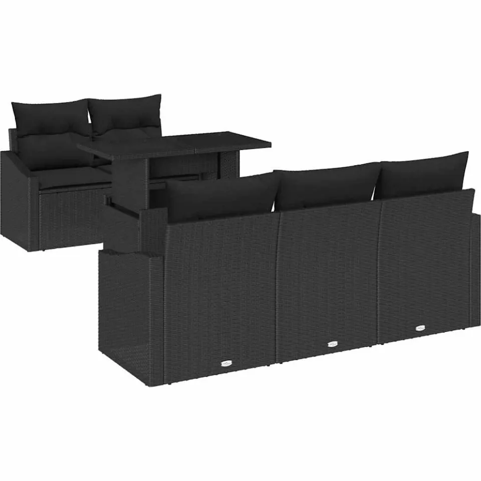 vidaXL Tuin Sofa Set 6 st Zwart poly rattan