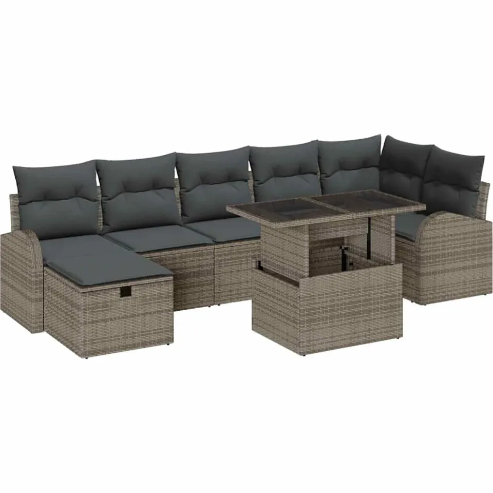 vidaXL Tuin Sofa Set 8 st Grijs poly rattan