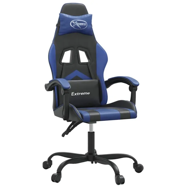 vidaXL Gamestoel - kunstleer - zwart - en - blauw zwart en blauw