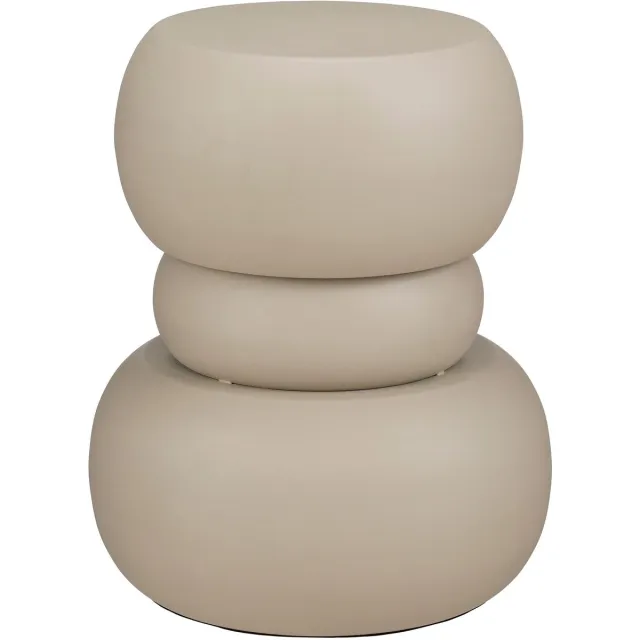 Mica Decorations Zea Bijzettafel - Bijzettafeltje Rond - Woonkamer Decoratie - 51 x 42 cm - IJzer, MDF, Fluweel - Off-White Gebroken wit