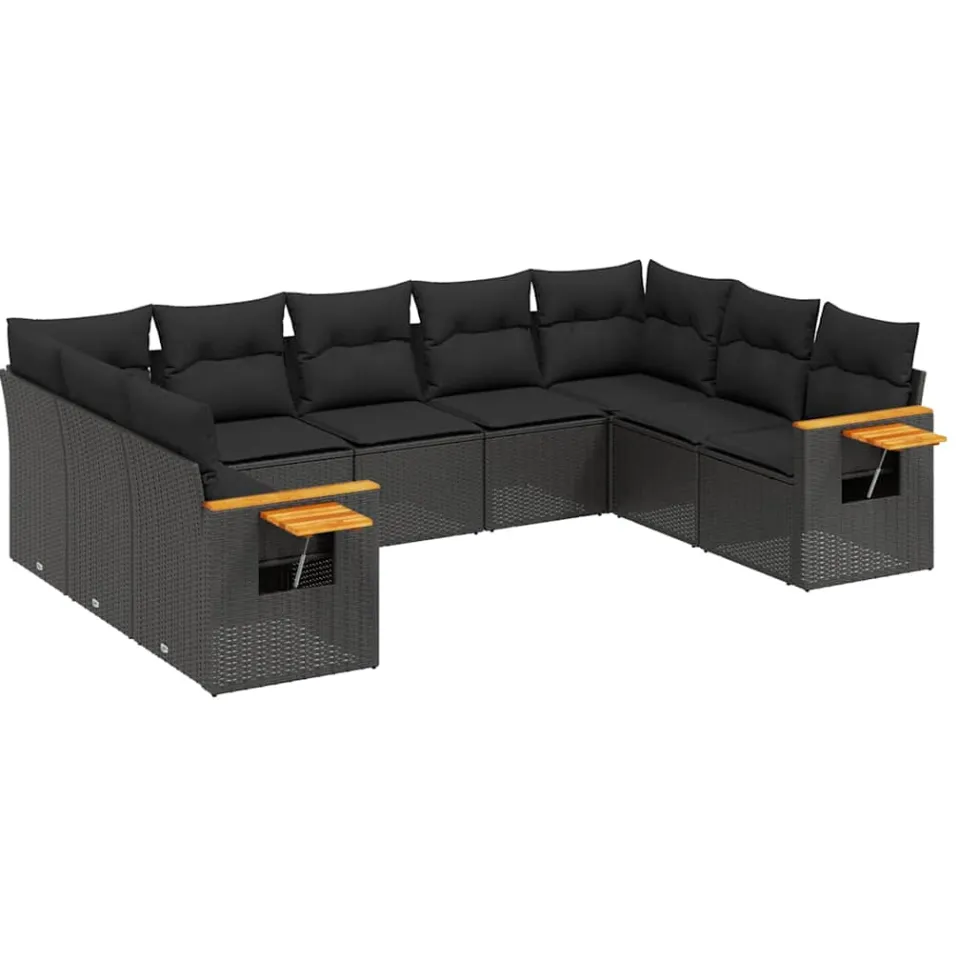 vidaXL Patio Sofa Set 9-zits Black, foto 3