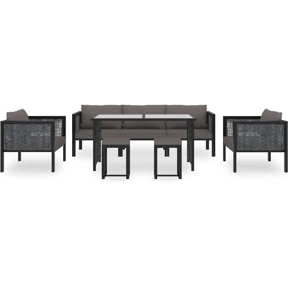 vidaXL 8-delige Loungeset met kussens poly rattan antraciet, foto 3