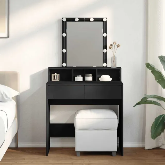 vidaXL Kaptafel met LED 80x41x144,5 cm zwart, foto 2