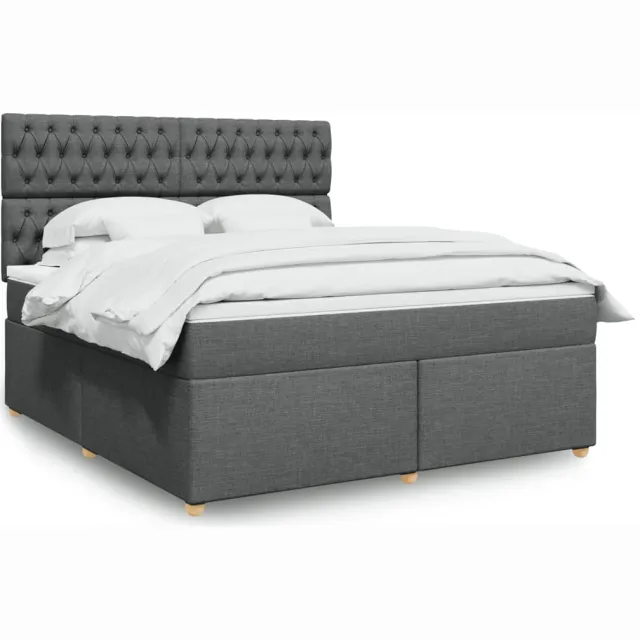 vidaXL Boxspring met matras stof donkergrijs 180x200 cm grijs