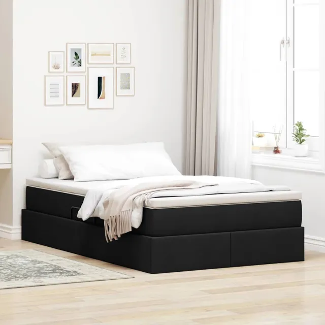 vidaXL Opslag bed met matras met opslag Zwart 120 x 200 cm Polyester