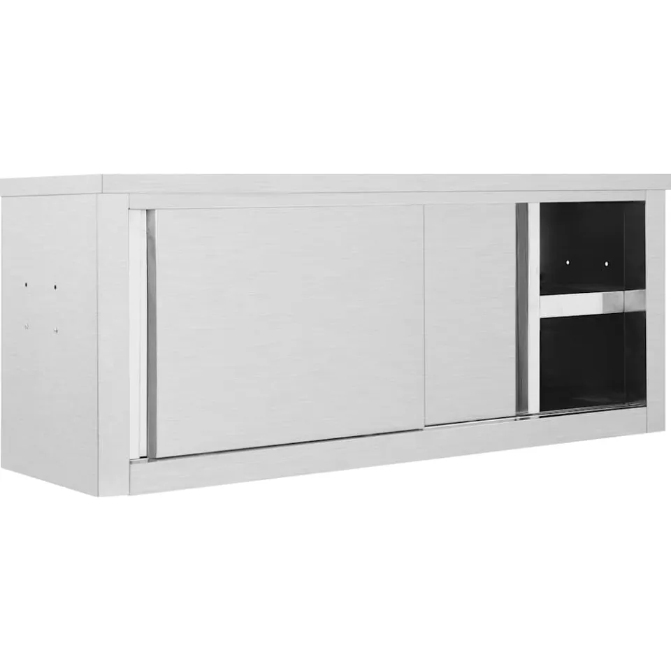 vidaXL Keukenbovenkast met schuifdeuren 120x40x50 cm roestvrij staal, foto 3