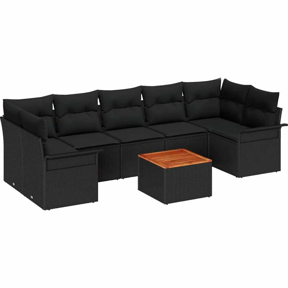 vidaXL Tuinbankenset 8 st Zwart poly rattan