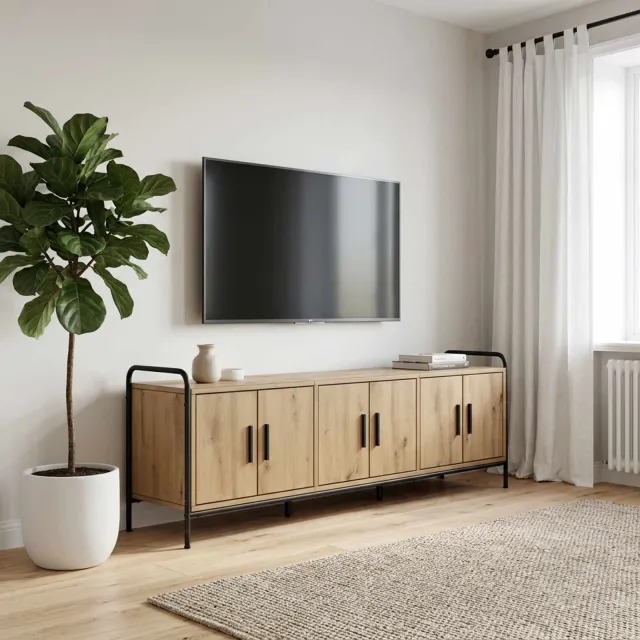 vidaXL Tv-meubel 146 x 33 x 50 cm Artisanaal eiken Bewerkt hout, foto 2