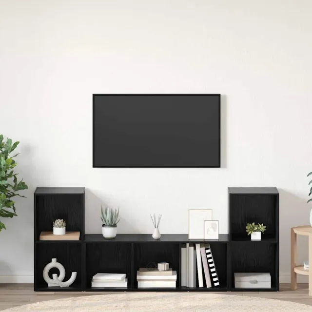 vidaXL Tv-meubelset 3 st 107 x 35 x 37 cm Zwart