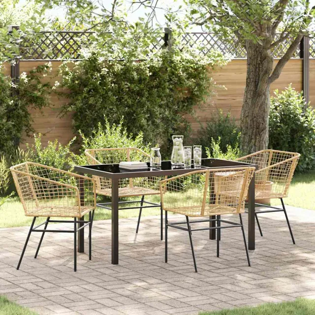 vidaXL Tuin eettafelset 5 st Bruin poly rattan, foto 2