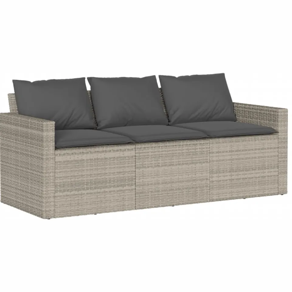 vidaXL 6-delige Loungeset met kussens poly rattan lichtgrijs