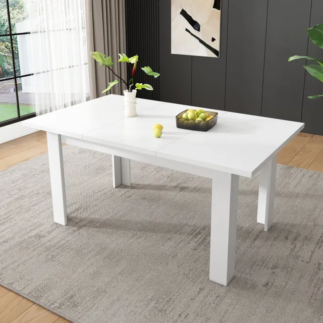 DESMIU Eettafel Met Verborgen Opbergruimte En Klepblad Voor Eetkamer Werkplek En Kleine Ruimtes Wit MDF 120x70 Cm