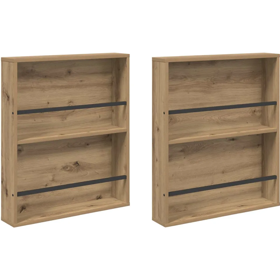 vidaXL Tijdschrift Rek 2 st Artisan Eiken 60 x 12 x 70 cm Bewerkt hout, foto 3